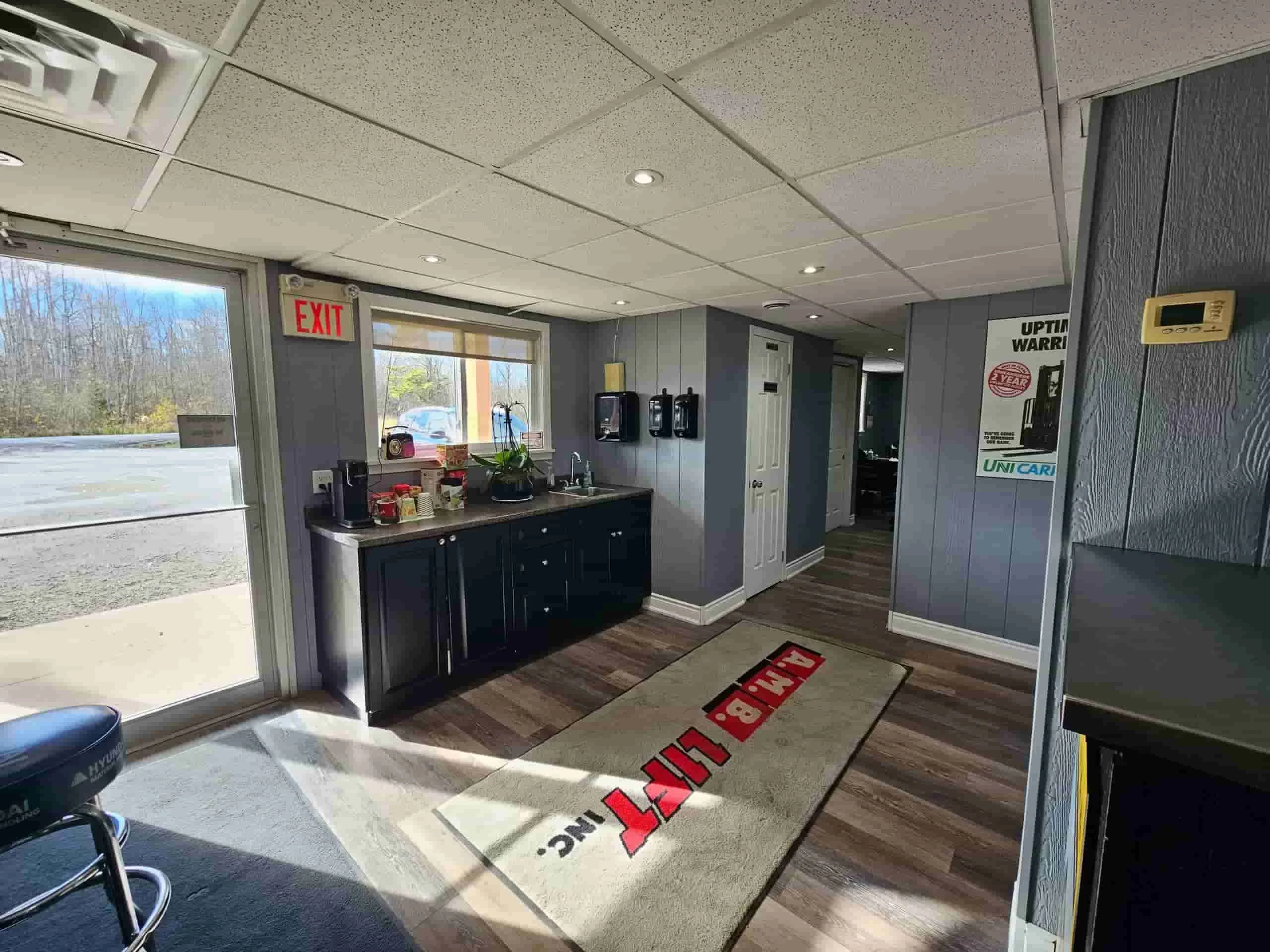 Interior view of the customer entrance and breakroom in Peterborough, Ontario